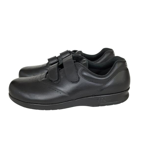SAS Me Too EZ Strap Walking Shoes Black Leather Comfort Shoe Womens 10N Orthotic - Picture 2 of 10